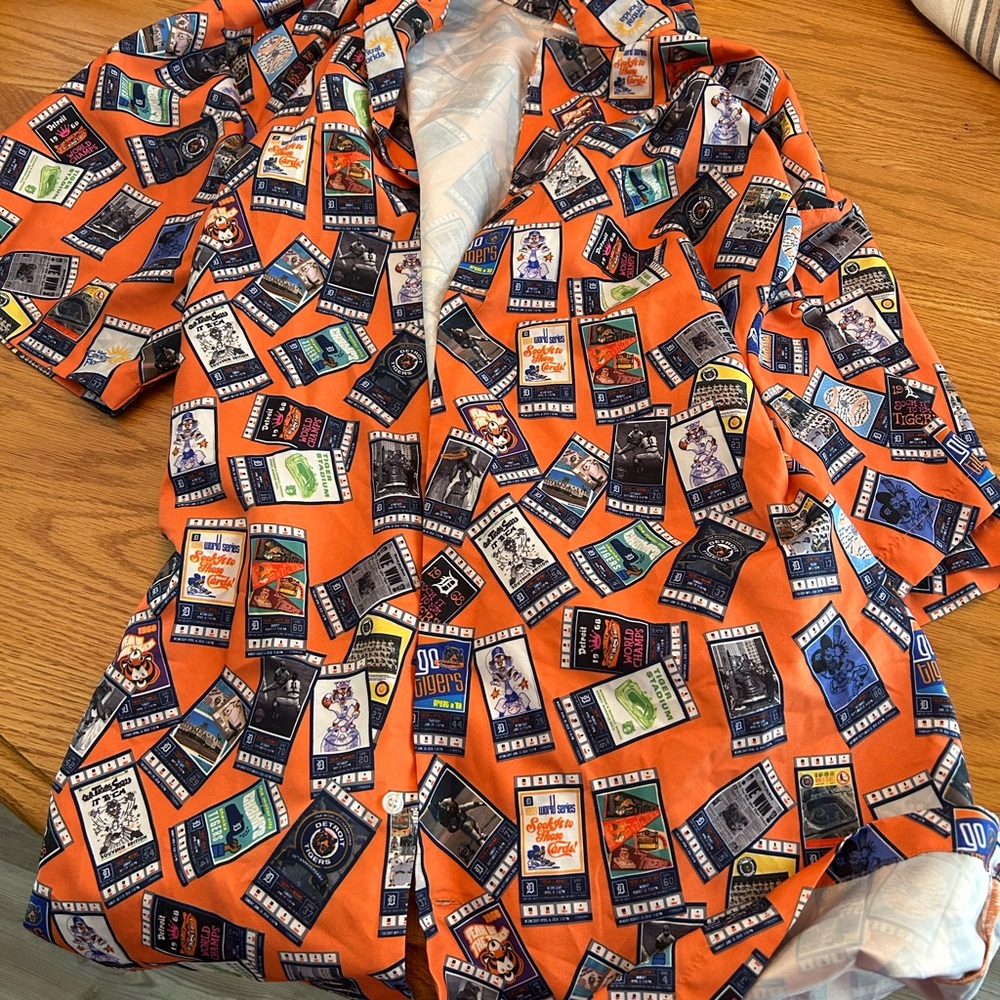 Orange Graphic Print Men's Shirt- Tigers